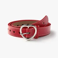 Creative  Peach Heart Buckle Belt Ladies Fashion Love Hole Hollow Simple Decoration Jeans Belt sku image 1