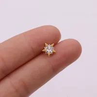 Ear Cartilage Rings & Studs Snowflake Copper Inlaid Shell sku image 21
