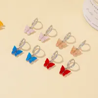 Korean Best Selling Sweet Color Diamond Colorful Acrylic Butterfly Earrings Wholesale main image 3