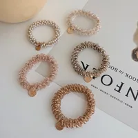 Korean Simple Crystal Hair Loop Winding Pearl Braided Rubber Band High Elastic Hair Rope Wholesale main image 1