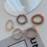 Korean Simple Crystal Hair Loop Winding Pearl Braided Rubber Band High Elastic Hair Rope Wholesale main image 3