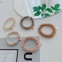 Korean Simple Crystal Hair Loop Winding Pearl Braided Rubber Band High Elastic Hair Rope Wholesale main image 4