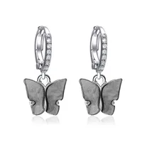 Korean Best Selling Sweet Color Diamond Colorful Acrylic Butterfly Earrings Wholesale sku image 1