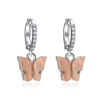 Korean Best Selling Sweet Color Diamond Colorful Acrylic Butterfly Earrings Wholesale sku image 5