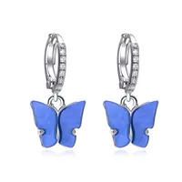 Korean Best Selling Sweet Color Diamond Colorful Acrylic Butterfly Earrings Wholesale sku image 6