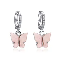 Korean Best Selling Sweet Color Diamond Colorful Acrylic Butterfly Earrings Wholesale sku image 7