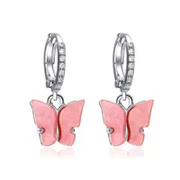 Korean Best Selling Sweet Color Diamond Colorful Acrylic Butterfly Earrings Wholesale sku image 9