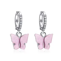 Korean Best Selling Sweet Color Diamond Colorful Acrylic Butterfly Earrings Wholesale sku image 10