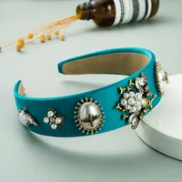New Fashion Luxury Bee Inlaid Rhinestone Headband Pearl Headband Baroque Wide-edged Cheap Headband Wholesale sku image 5
