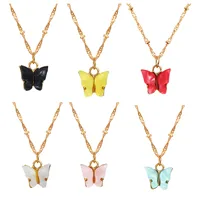 Sweet New Acrylic Butterfly Simple Sweet Beauty Alloy Pendant Necklace For Women main image 1