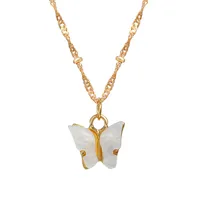 Sweet New Acrylic Butterfly Simple Sweet Beauty Alloy Pendant Necklace For Women sku image 2
