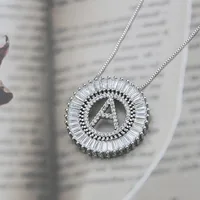 Platinum 26 English Alphabet Inlaid Zirconium Necklace main image 2