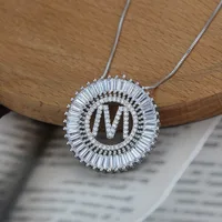Platinum 26 English Alphabet Inlaid Zirconium Necklace main image 3