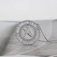 Platinum 26 English Alphabet Inlaid Zirconium Necklace main image 4