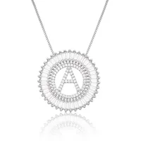 Platinum 26 English Alphabet Inlaid Zirconium Necklace main image 5
