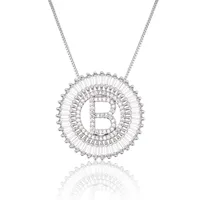 Platinum 26 English Alphabet Inlaid Zirconium Necklace sku image 2