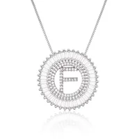 Platinum 26 English Alphabet Inlaid Zirconium Necklace sku image 6