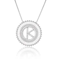 Platinum 26 English Alphabet Inlaid Zirconium Necklace sku image 11