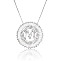 Platinum 26 English Alphabet Inlaid Zirconium Necklace sku image 13