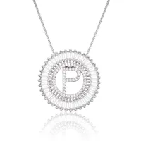 Platinum 26 English Alphabet Inlaid Zirconium Necklace sku image 16