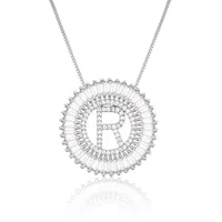 Platinum 26 English Alphabet Inlaid Zirconium Necklace sku image 18