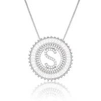 Platinum 26 English Alphabet Inlaid Zirconium Necklace sku image 19