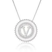 Platinum 26 English Alphabet Inlaid Zirconium Necklace sku image 21