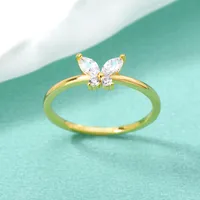 New Gold-plated Butterfly Zircon Ring main image 1