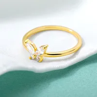 New Gold-plated Butterfly Zircon Ring main image 2