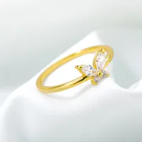 New Gold-plated Butterfly Zircon Ring main image 4