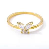 New Gold-plated Butterfly Zircon Ring main image 5