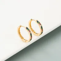 Diamond Colorful Small Circle Earrings main image 1
