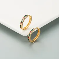 Diamond Colorful Small Circle Earrings main image 2