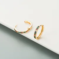 Diamond Colorful Small Circle Earrings main image 3