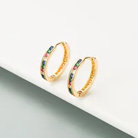 Diamond Colorful Small Circle Earrings main image 4