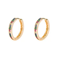 Diamond Colorful Small Circle Earrings main image 5