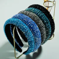 Spring New Sponge Crystal Wide Edge Headband main image 2