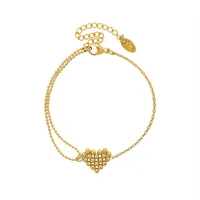 Fashion Heart 304 Stainless Steel 18K Gold Plated No Inlaid Bracelets In Bulk main image 5