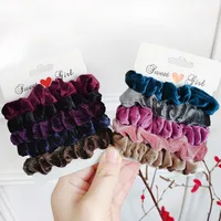 Fashion Gold Velvet Printed Hair Scrunchies Set main image 4