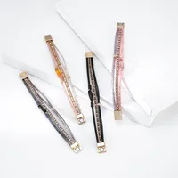 Bohemian Fashion Crystal Magnetic Buckle Leather Bracelet main image 3