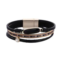 Bohemian Fashion Crystal Magnetic Buckle Leather Bracelet main image 5