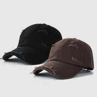 Washed Distressed Worn Hats European And American Hip-hop Personality Cotton Baseball Sunshade Curved Brim Caps Tide main image 2