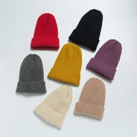 Korean Knitted Hat Autumn And Winter Warmth Fashion Striped Woolen Hat Solid Color Flanging Hedging Cold Hat main image 3