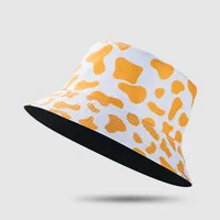Milk Printing Bucket Hat Female Korean Style Reversible Hip Hop Cool Simple Short Brim Leisure Artistic Bucket Hat Male Harajuku Style main image 2