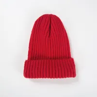 Korean Knitted Hat Autumn And Winter Warmth Fashion Striped Woolen Hat Solid Color Flanging Hedging Cold Hat sku image 1