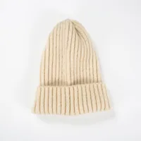 Korean Knitted Hat Autumn And Winter Warmth Fashion Striped Woolen Hat Solid Color Flanging Hedging Cold Hat sku image 4