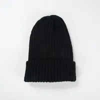 Korean Knitted Hat Autumn And Winter Warmth Fashion Striped Woolen Hat Solid Color Flanging Hedging Cold Hat sku image 5