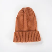Korean Knitted Hat Autumn And Winter Warmth Fashion Striped Woolen Hat Solid Color Flanging Hedging Cold Hat sku image 6