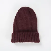 Korean Knitted Hat Autumn And Winter Warmth Fashion Striped Woolen Hat Solid Color Flanging Hedging Cold Hat sku image 7
