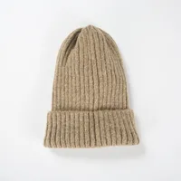 Korean Knitted Hat Autumn And Winter Warmth Fashion Striped Woolen Hat Solid Color Flanging Hedging Cold Hat sku image 10